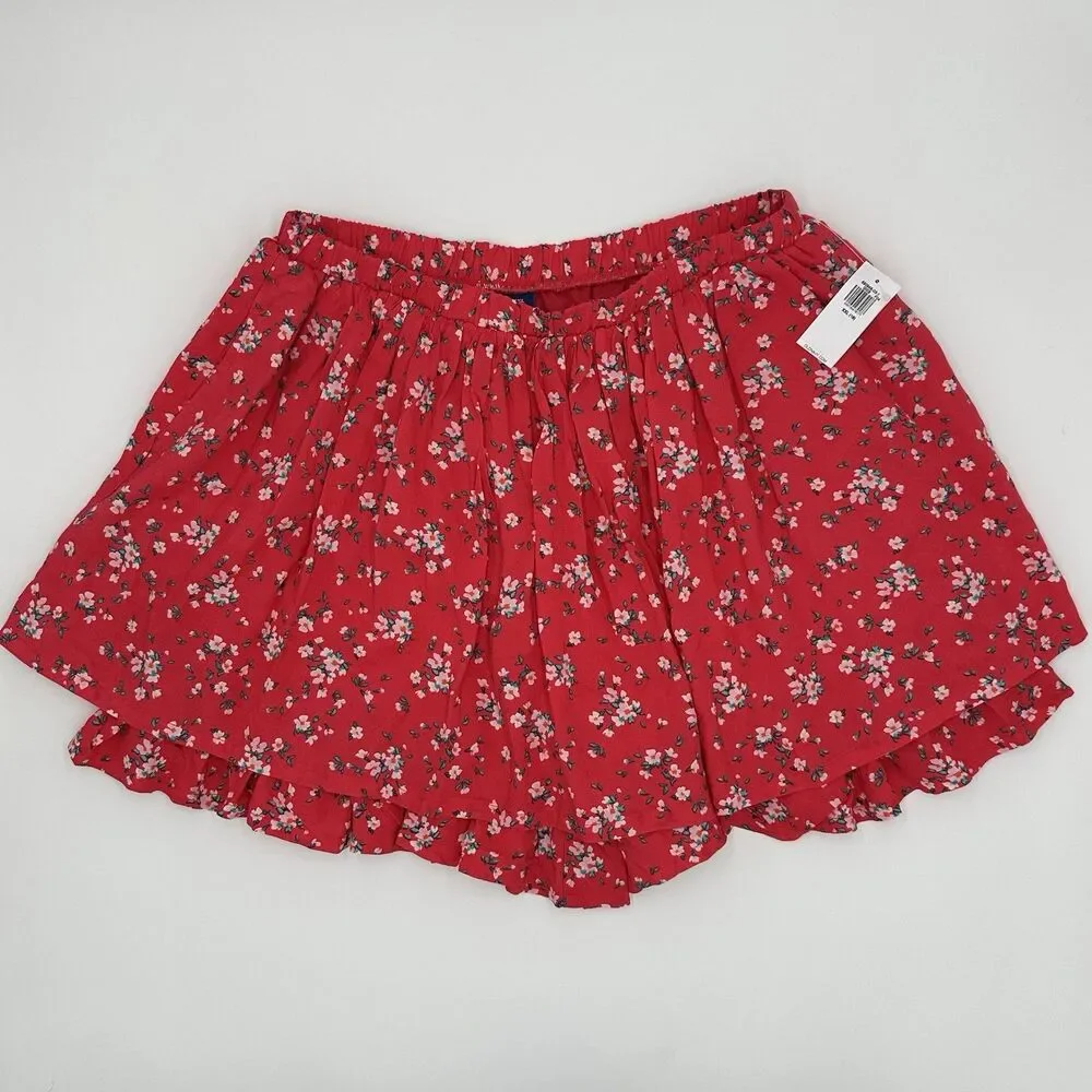 Old Navy Girls Fun Skort Skirt Red Ditzy Floral Size 18 XXL Flowy Cute Twee NWT